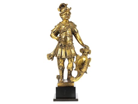 Feuervergoldete Bronzefigur eines Kriegers